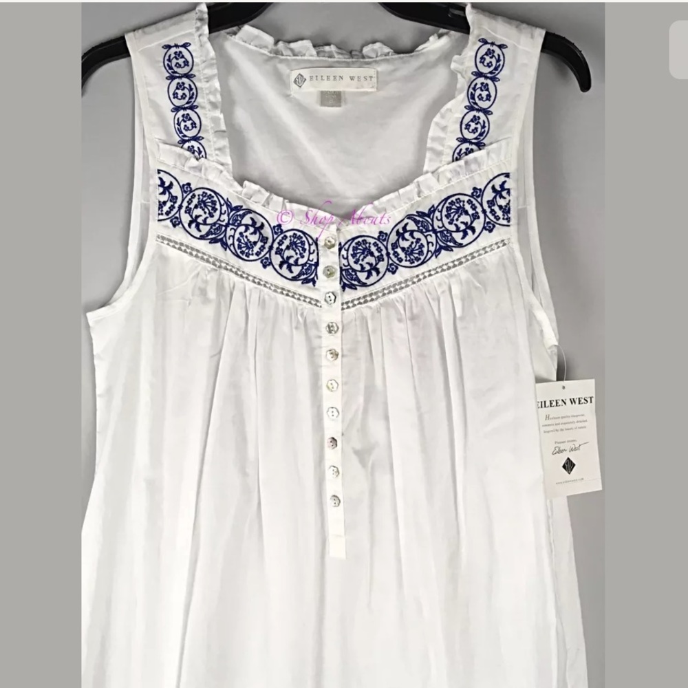 Eileen West White Cotton Nightgown Size S - Picture 1 of 7